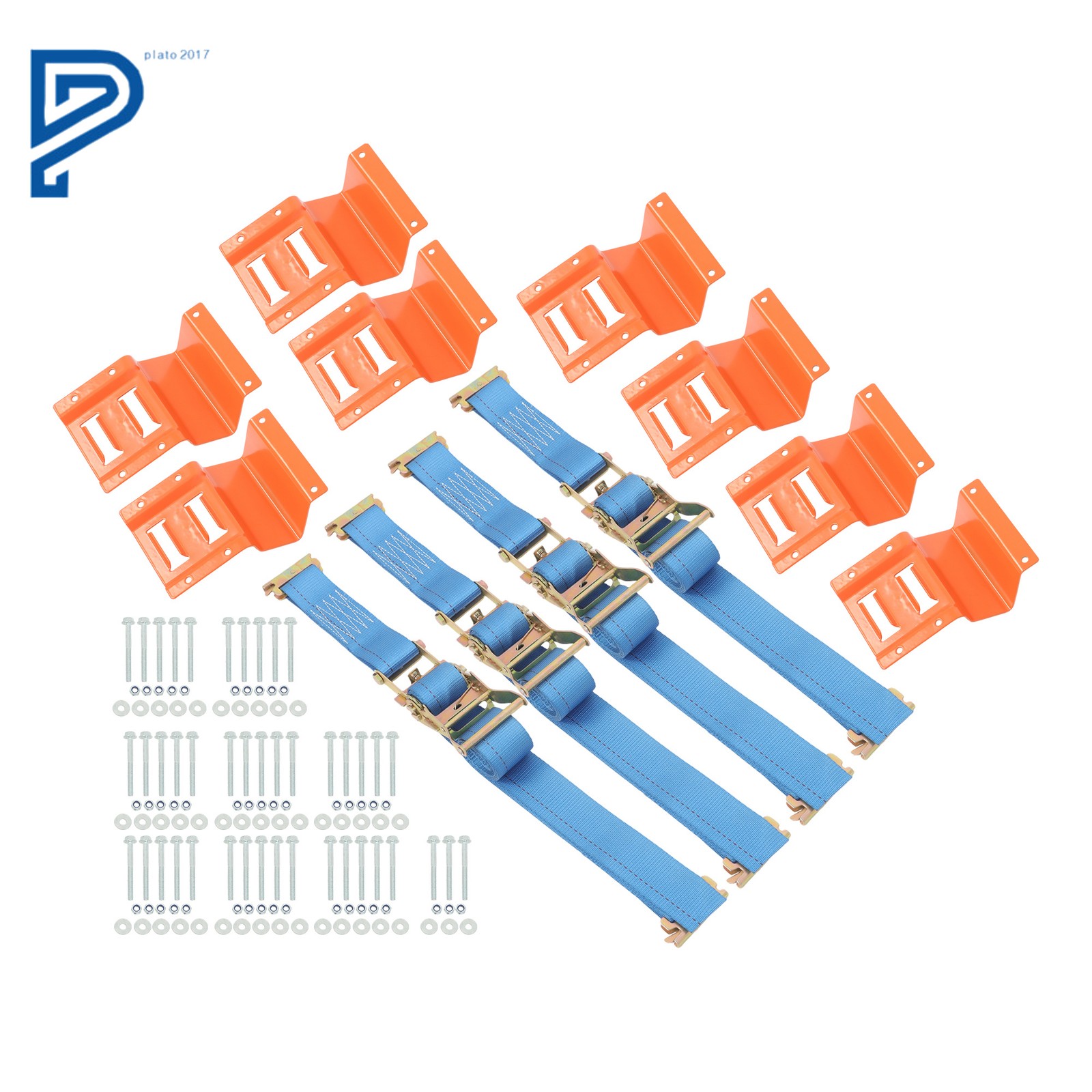 2Pack Wheel Chock Tie Down Strap Kit 8x E-Track Wheel Chocks 4x8' E-Track Straps