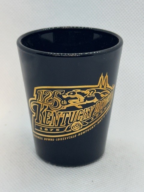 KY Derby 125 Standard Black Shot Glass Churchill Downs 1999