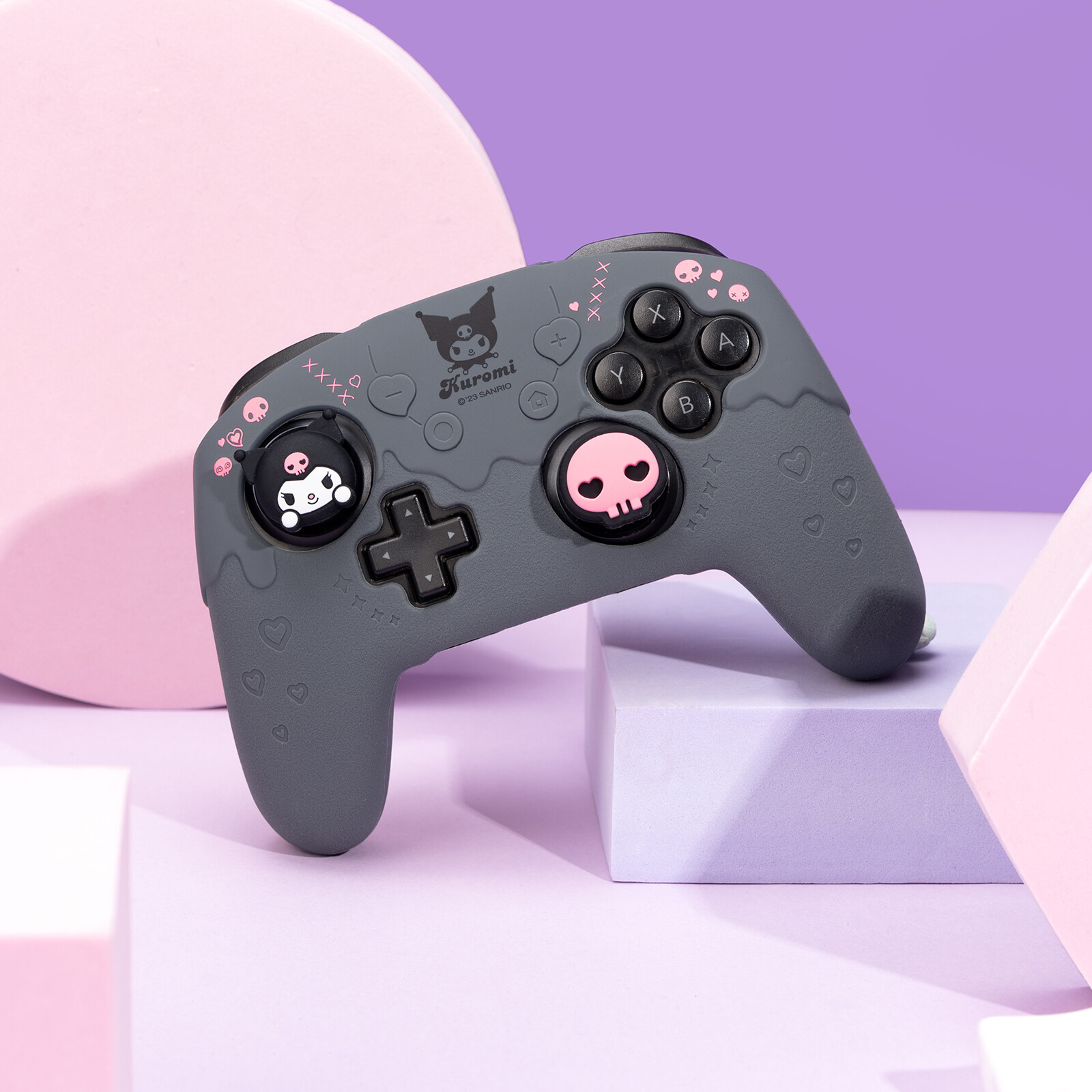 GeekShare X Sanrio Kuromi Case Cover for Switch Pro Controller Skin + Thumb Grip