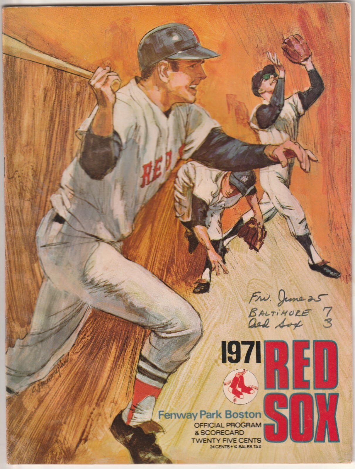 June 25, 1971 Boston Red Sox vs Baltimore Oriole Baseball Program---Yazs