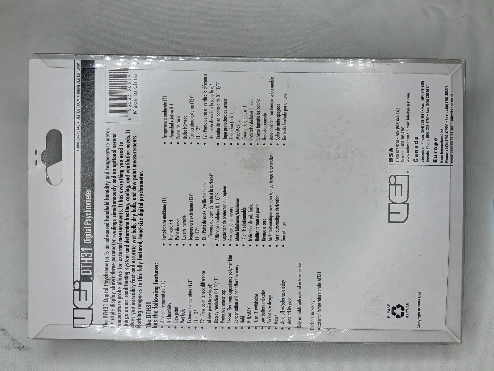 UEI DTH31 Psychrometer D
