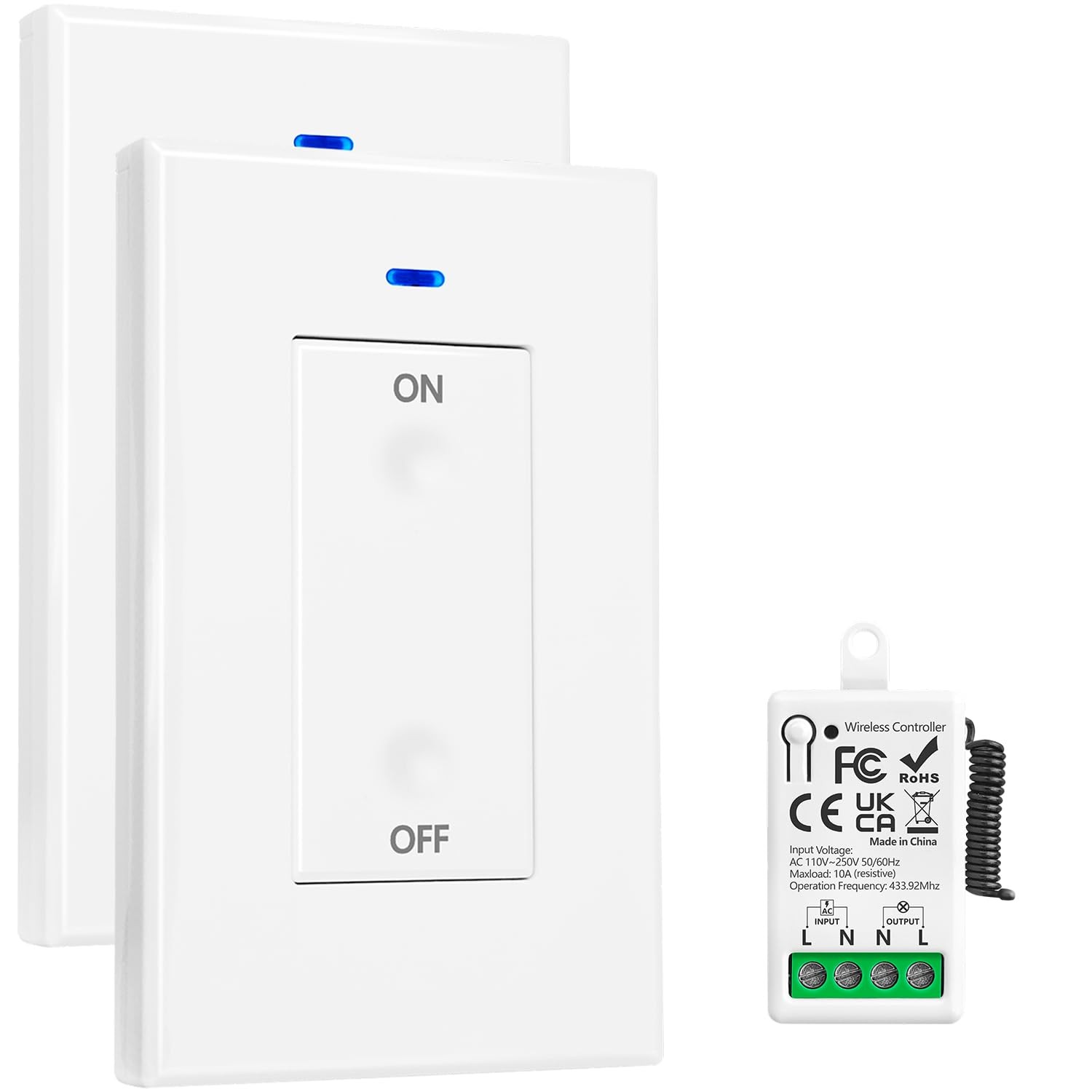 Wireless Light Switch Remote Receiver Kit, No Wiring and Easy Install,Program...