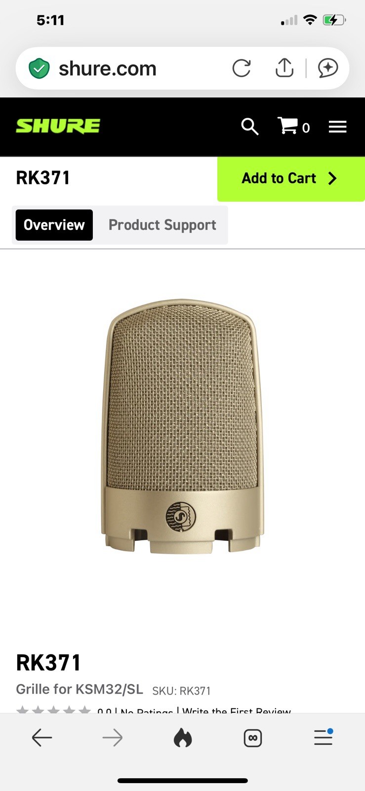 Shure RK371 Grille for KSM32/SL