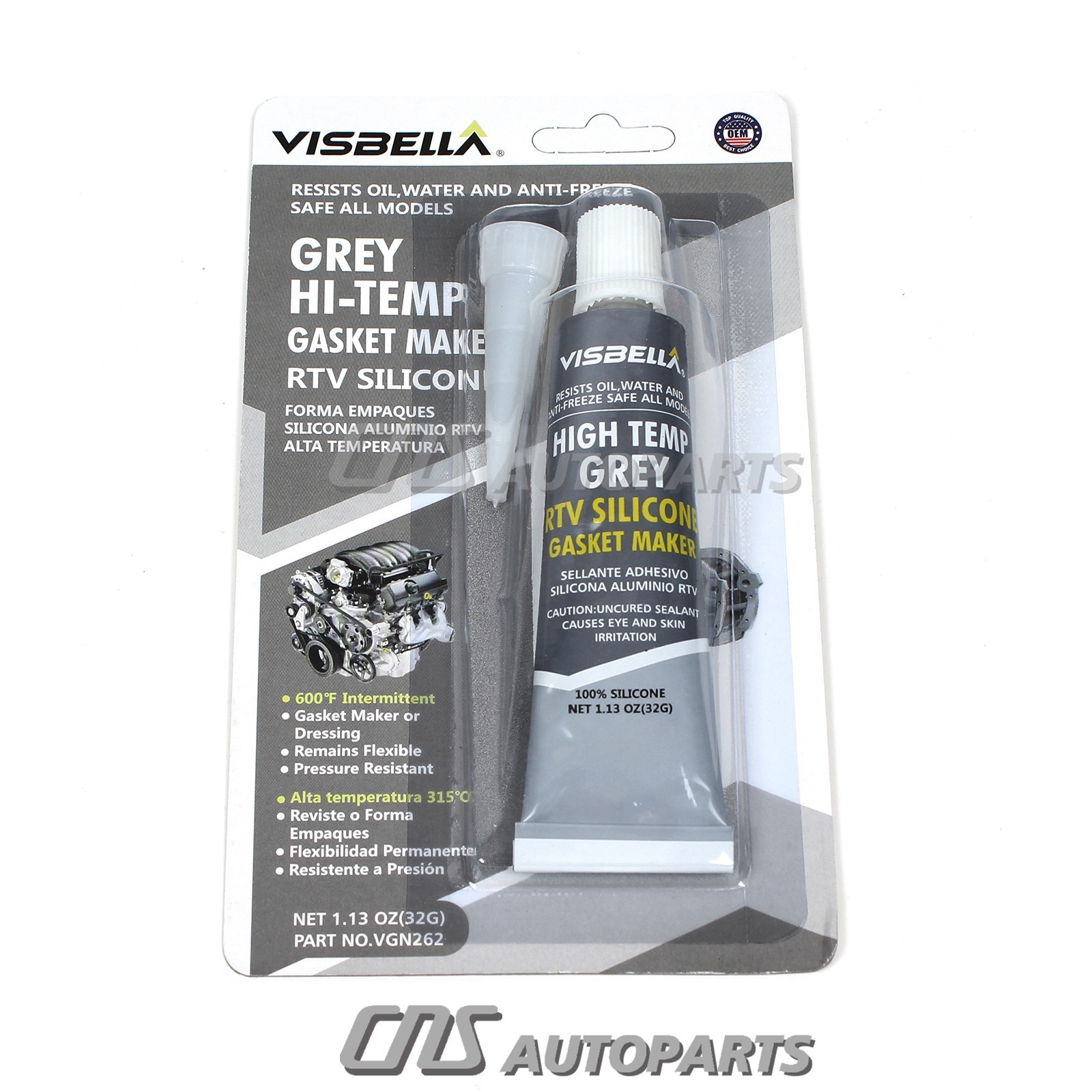 GREY HiTemp RTV Instant Silicone Gasket Maker (85g) Resists Oil Water AntiFreeze