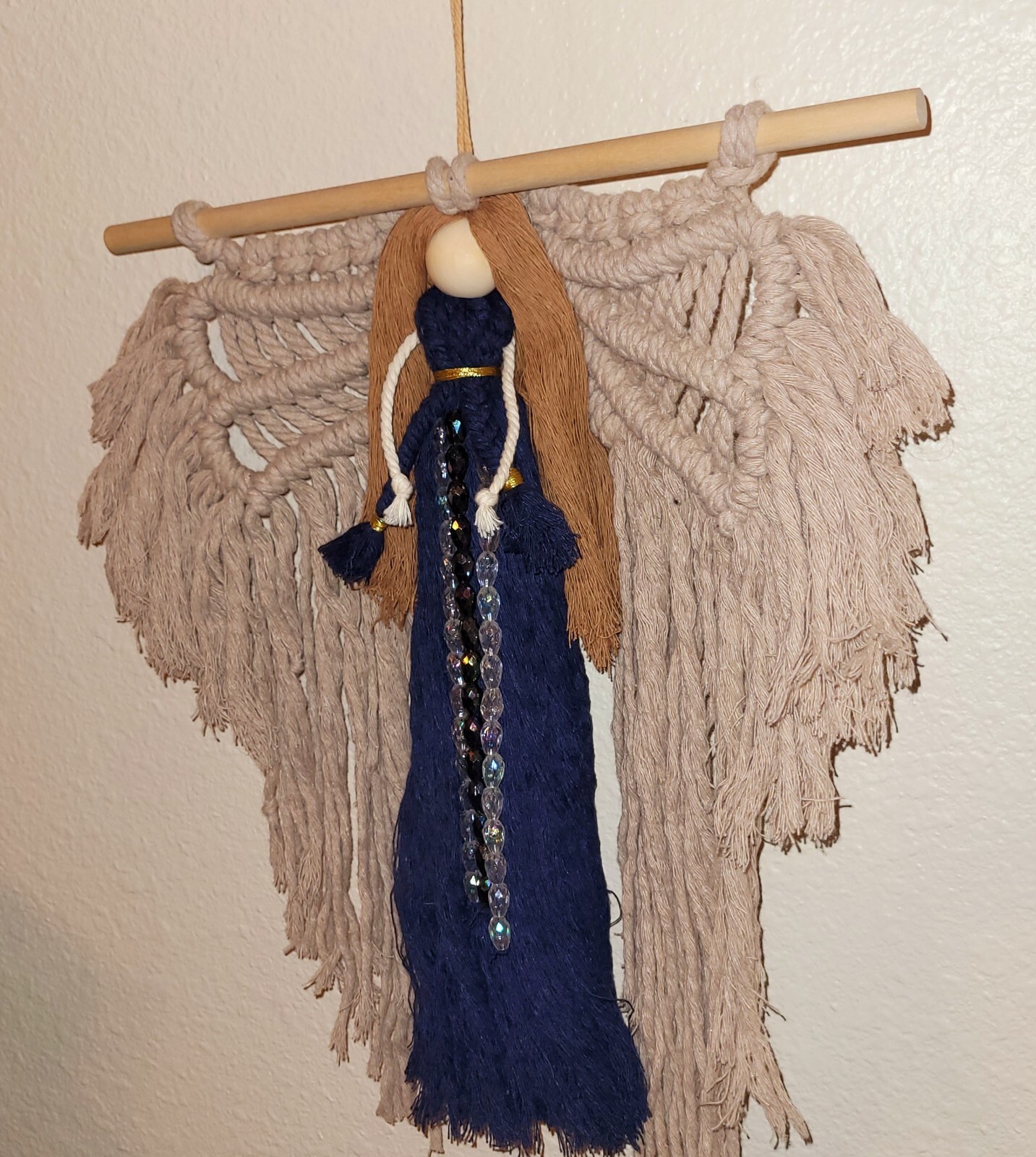 Macrame Handmade Wall Hanging Decor Crocheted Angel Doll Made From Cotton Thread