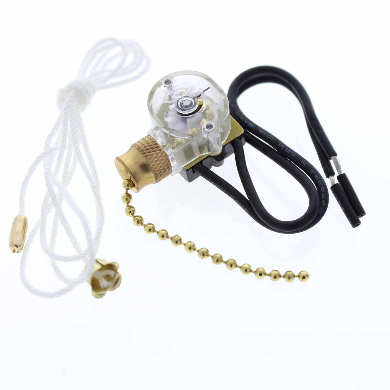 NSI 75101CW Pull Chain Switch On/Off Circuit Function SPST Brass Actuator