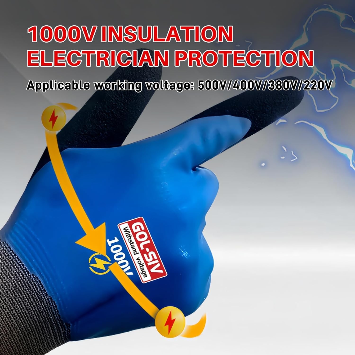 Electrician Gloves 1000V High Voltage,ASTM D120 Certified & Double Insulated