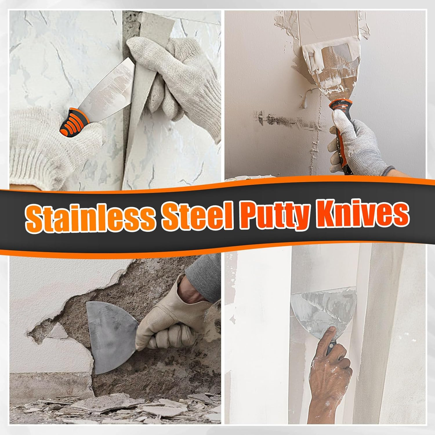 Drywall Knife Set, 10Pcs Drywall Tools Kit Include Putty Knives, Taping Knives,