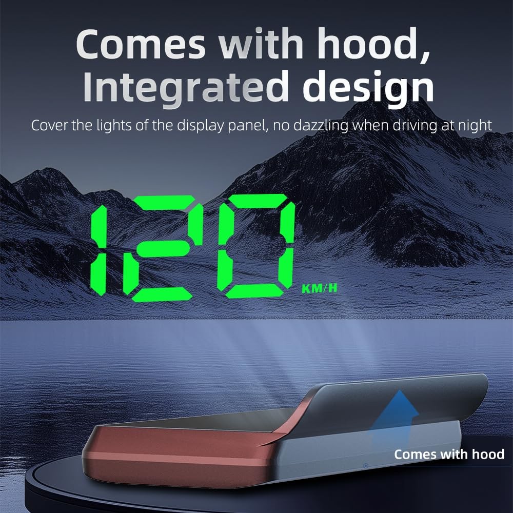W2 White Head Up Display for Car Large Font Speed Projection, Auto Light Sensor