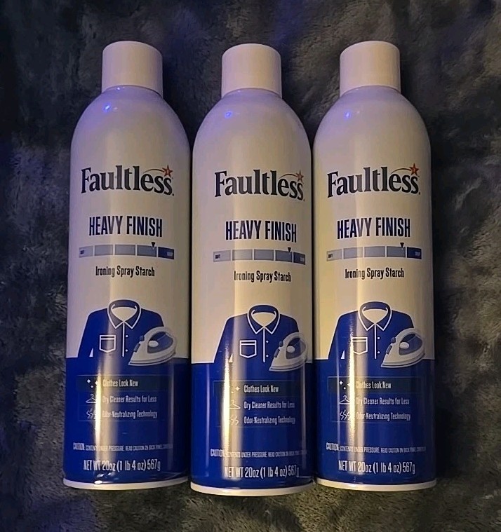 Lot Of 3 Faultless Fresh Scent Heavy Finish Starch Ironing Spray 20 oz New