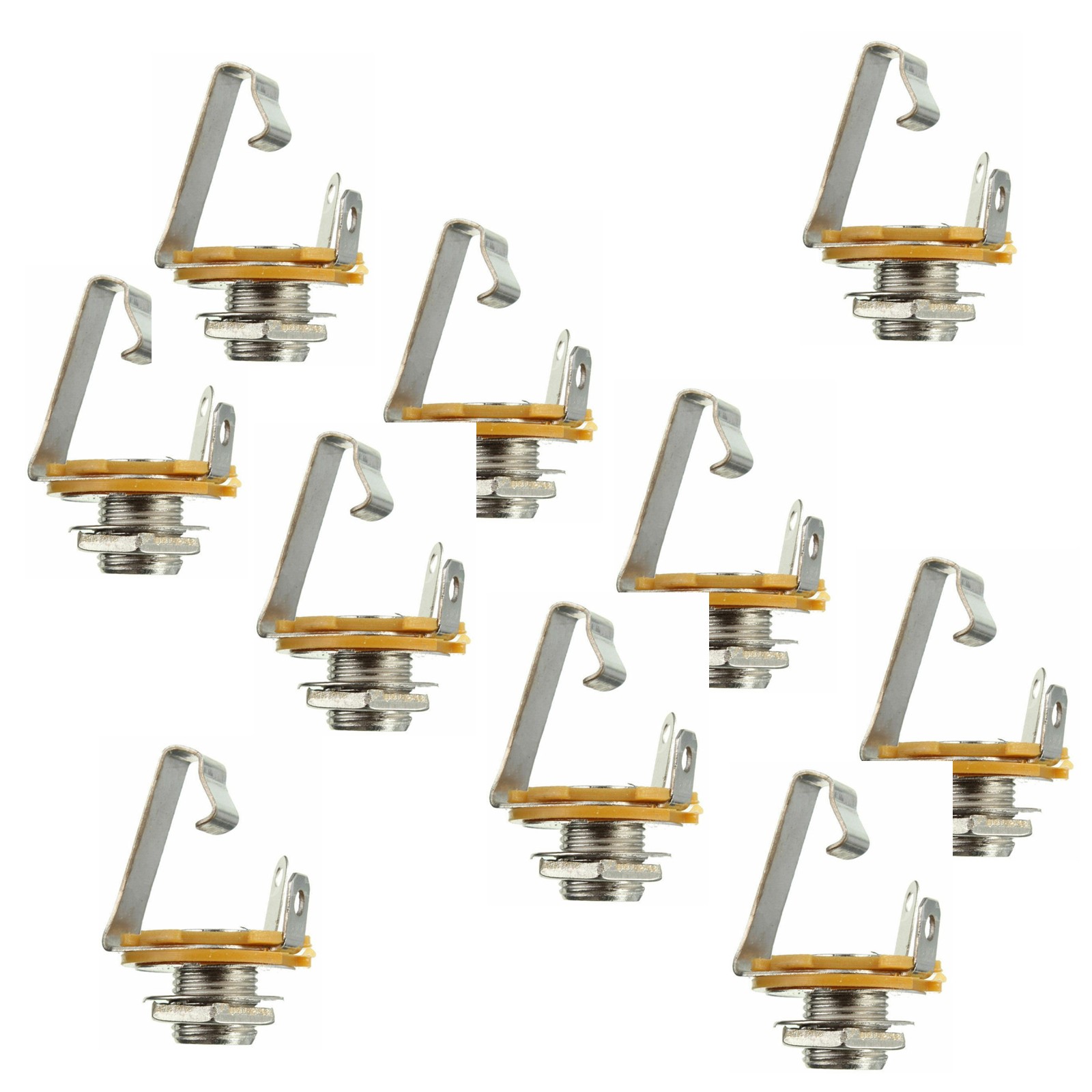 New 10 Pcs Mono 1/4" 6.35mm ID Socket Jack Connector Panel Mount Guitar Plate g