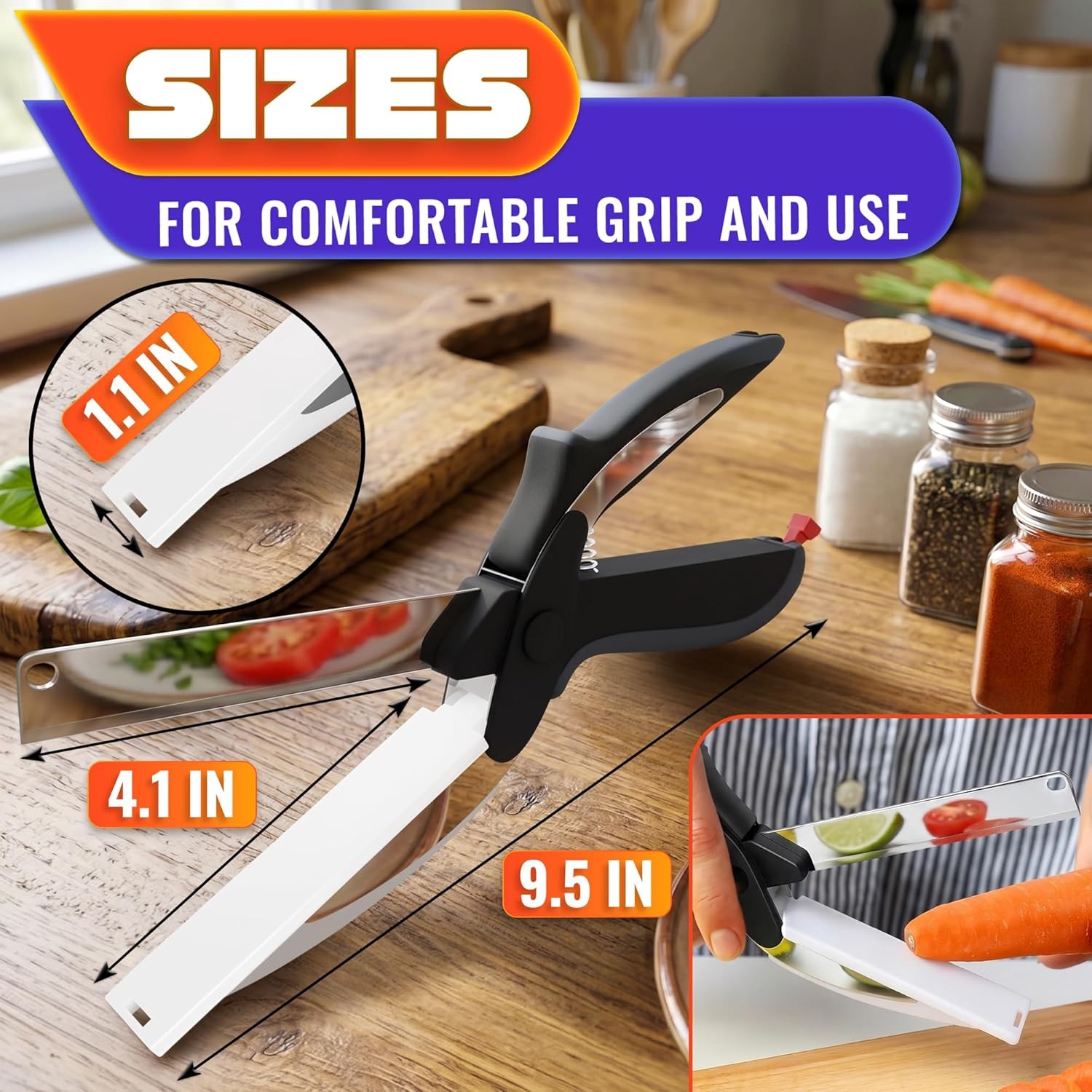 Kitchen Scissors For Food – 2 in 1 Cutting Board Scissors & Knife Shears Sharp