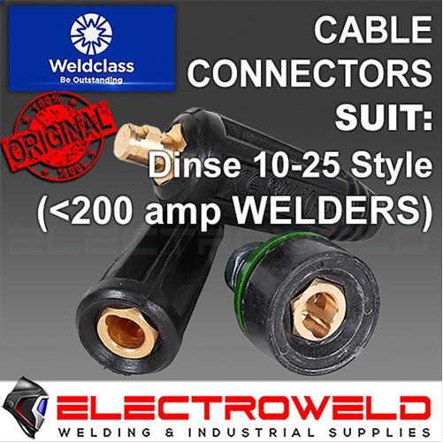 WELDCLASS Cable Connector Dinse 10-25 9Mm Male Plug, Female Socket, Panel Welder