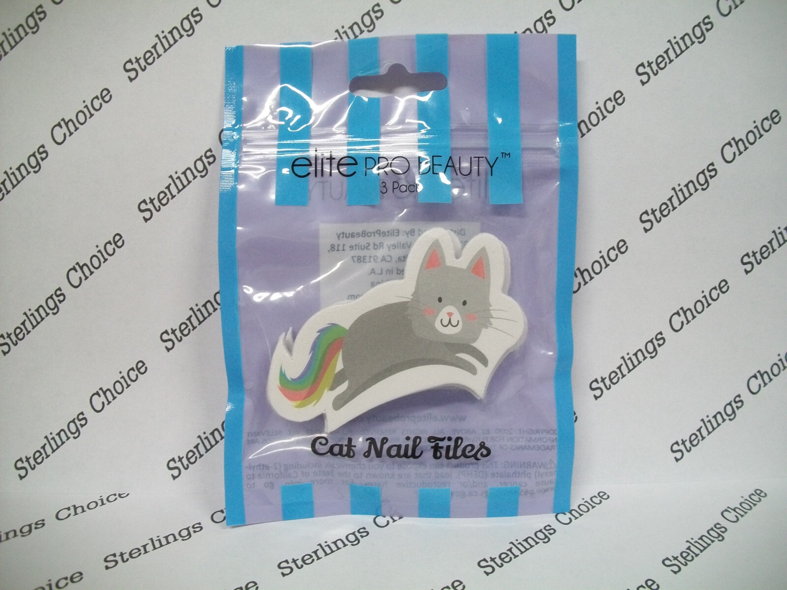 Elite Pro Beauty 3 Pack Cat Nail Files