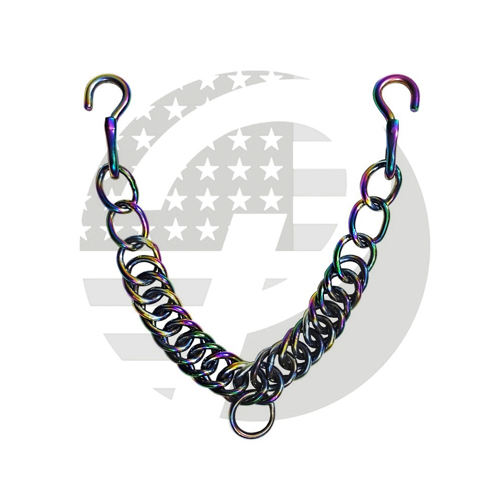Rainbow Western English Bit,Curb Chain Stainless Steel Double Link with Hooks