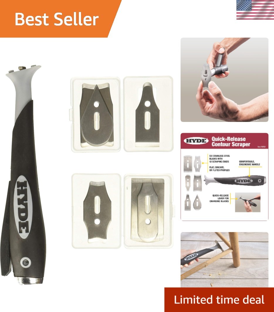 Multicolor Contour Scraper with 6 Changeable Blades for Effortless Paint Removal