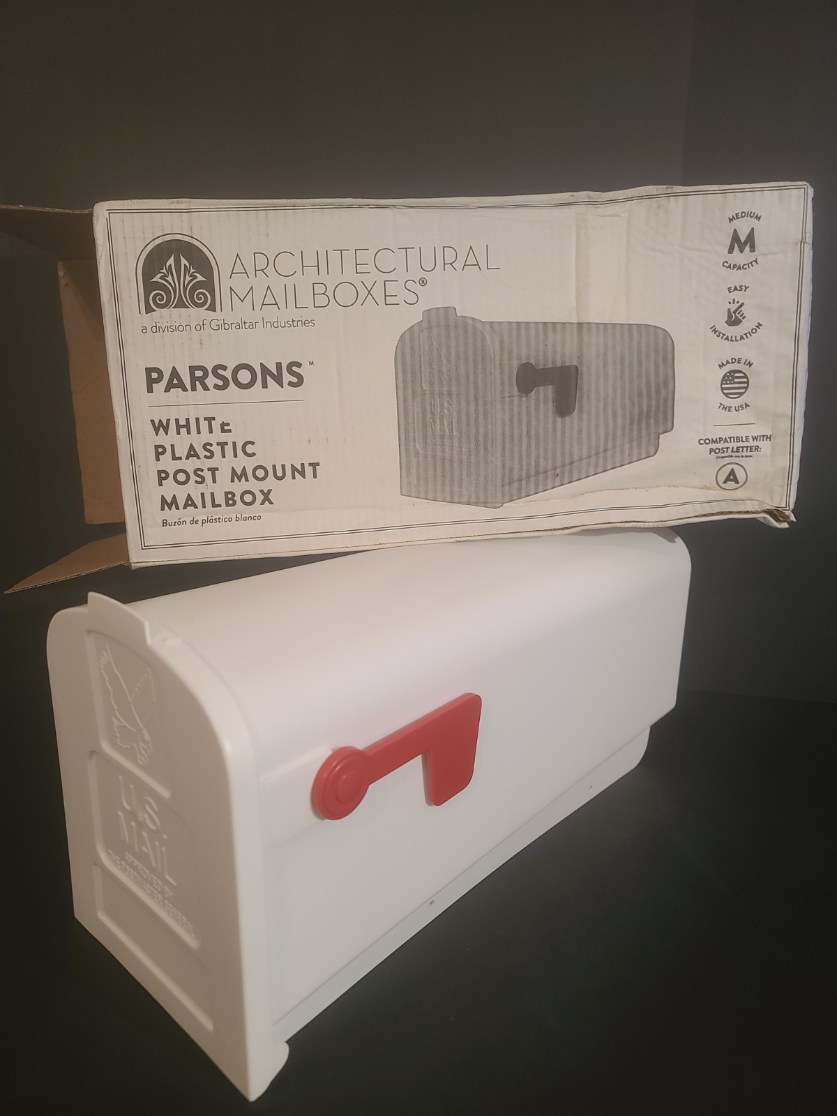 NEW Architectural Mailboxes Parsons White Medium Plastic Post Mount Mailbox