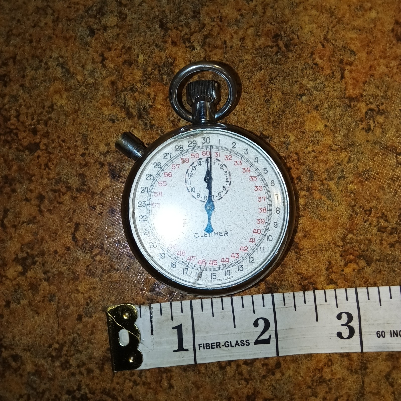 Cletimer Vintage Mechanical Wind-Up Stopwatch Swiss Made, Working