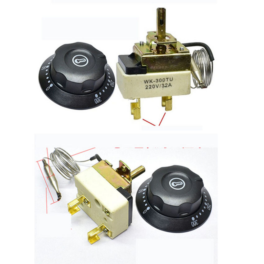 Electric Oven Thermostat Adjustable Temperature Controller Switch 50-300°C 2-Pin