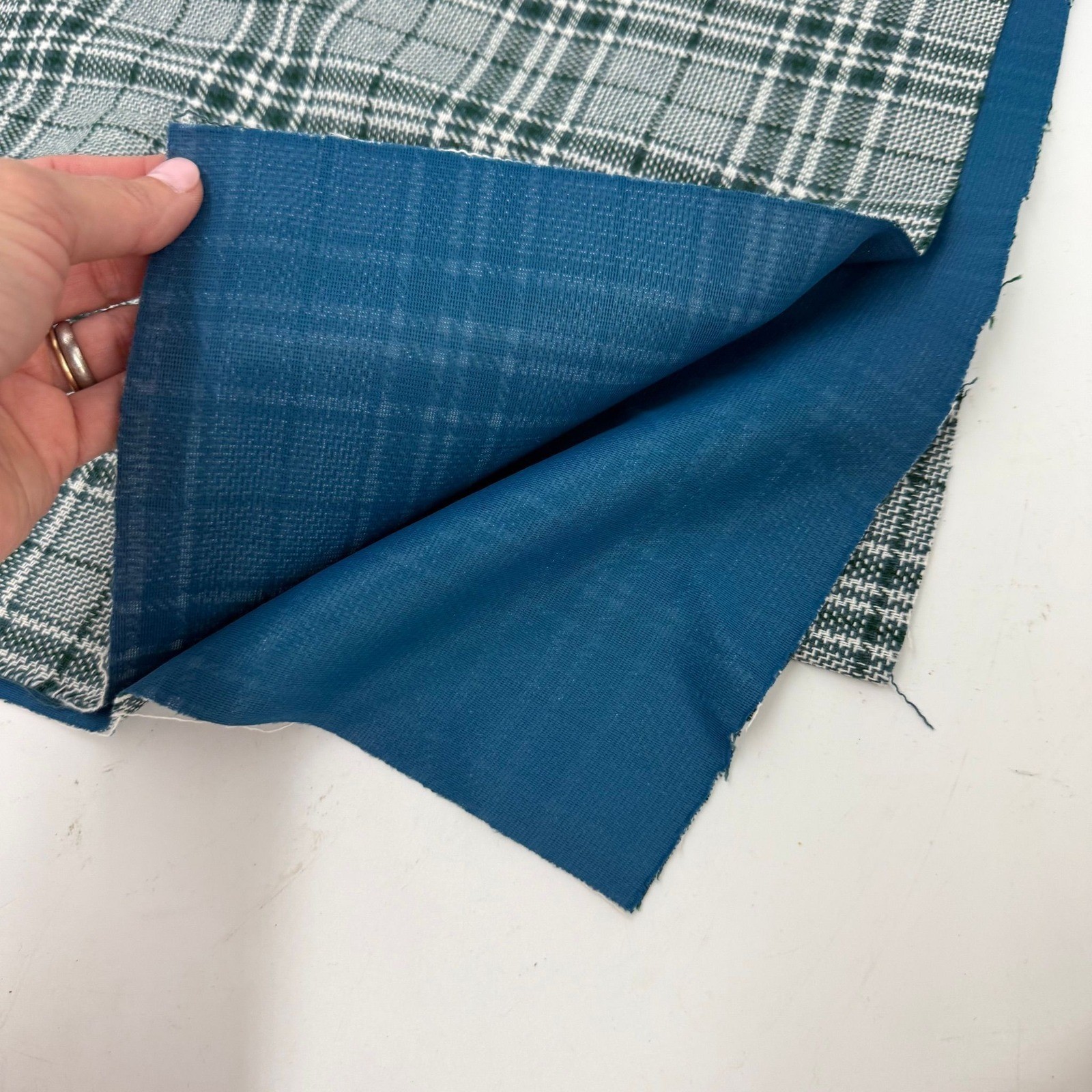 Green and White Plaid Fabric