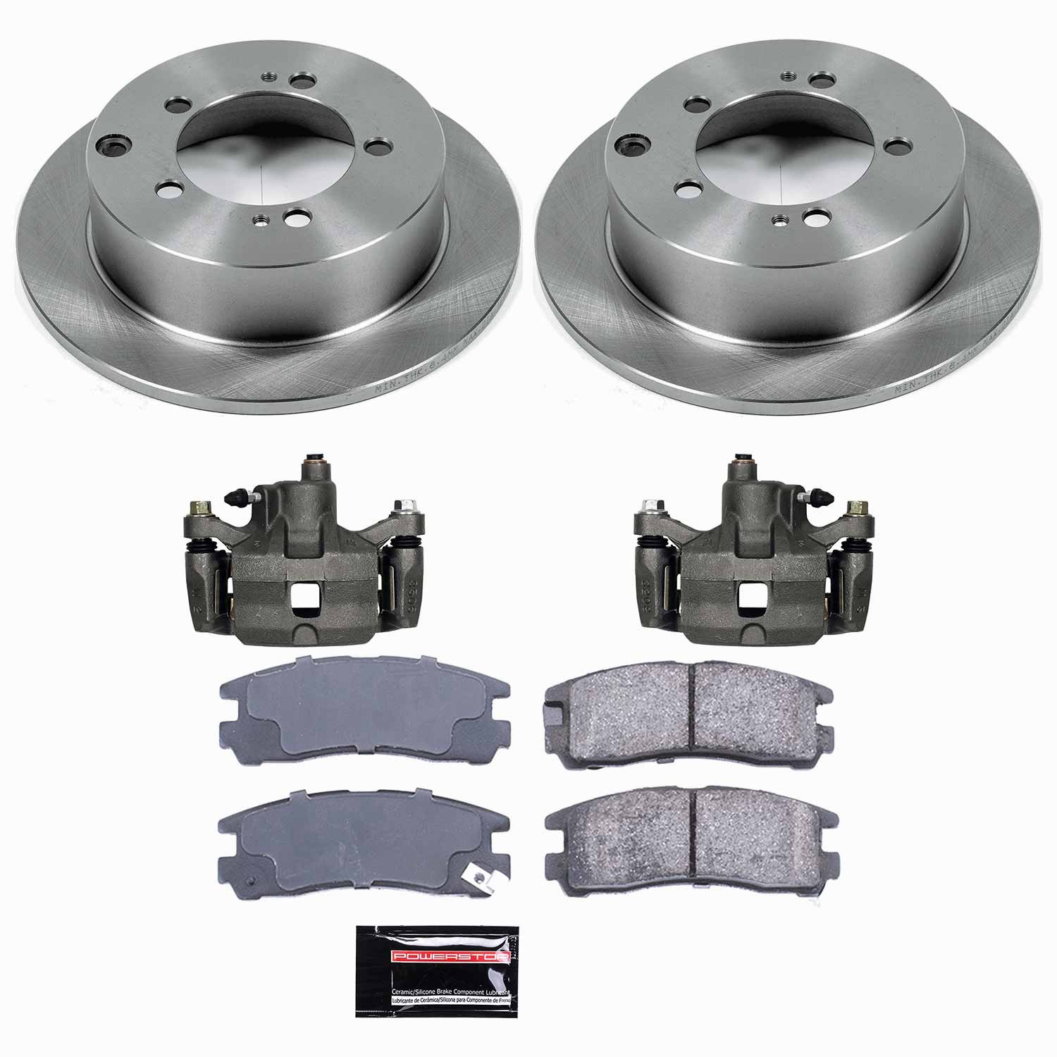 PowerStop OE Stock Replacement Low-Dust Ceramic Brake Pad, Rotor and Caliper Kit