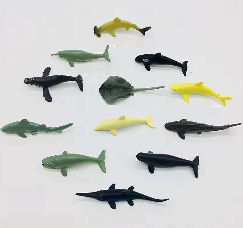 12pcs Shark Dolphin Whale Animal Figure Toy PVC Wildlife Small Figurine Gifts