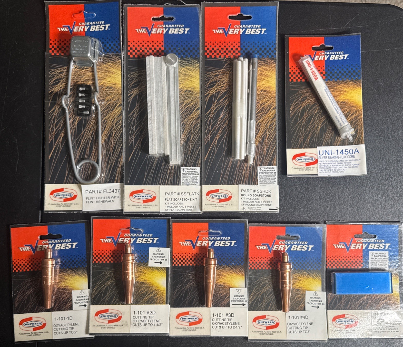LOT NOS 1997 UNIWELD OXY-ACETYLENE CUTTING TIPS FLINT SOAPSTONE FLUX 1-101 USA