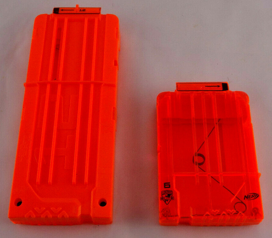 Lot of 2 Nerf 6 & 12 Round Clip Cartridge Dart Ammo Magazine Used Free Shipping
