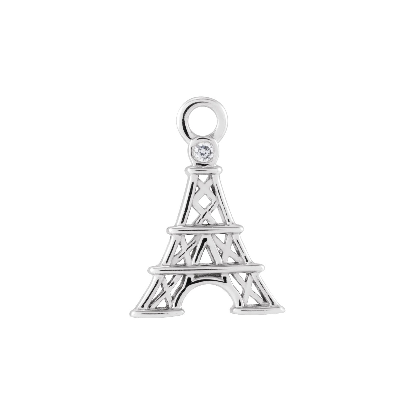 14K Solid Gold Petite Pavé™ .006 CT Natural Diamond Eiffel Tower Dangle