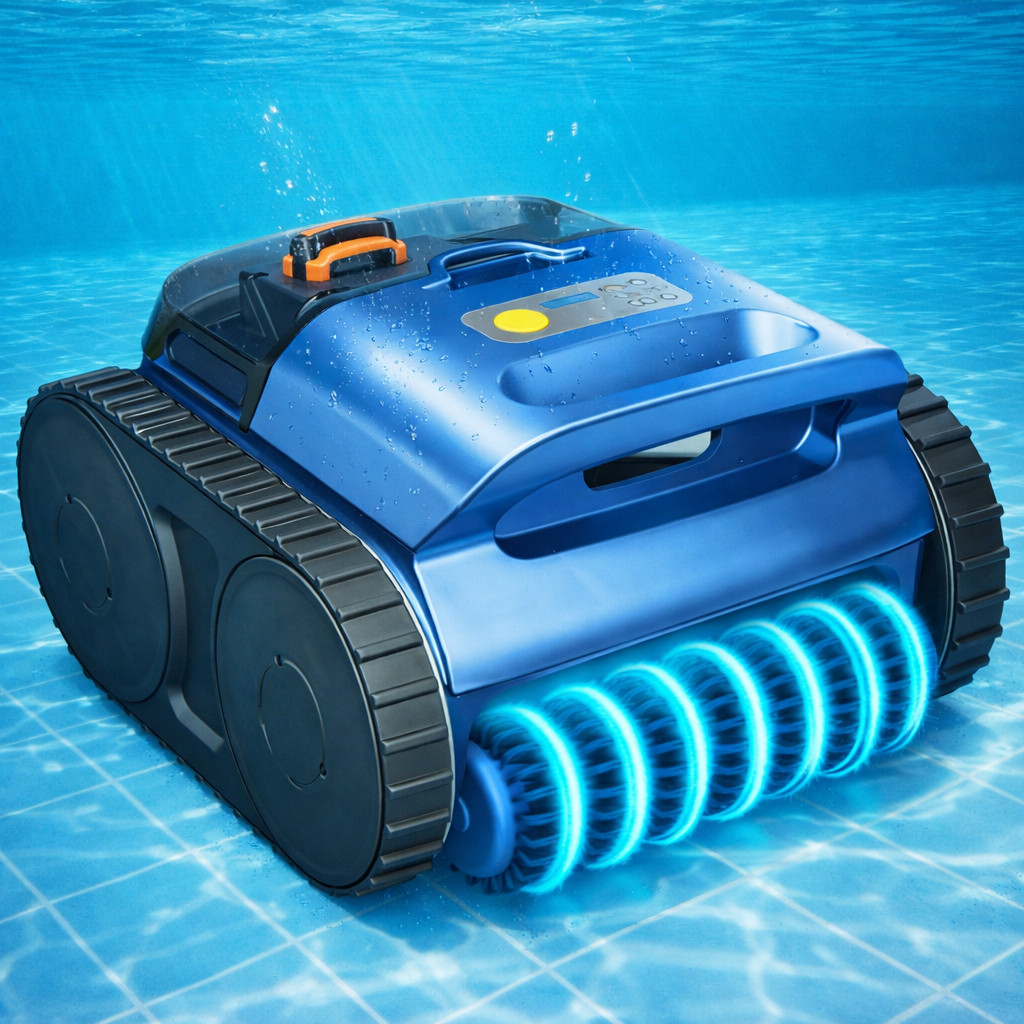 Cordless Robotic Pool Cleaner Wall Climbing & Waterline Cleaning Self-Parking