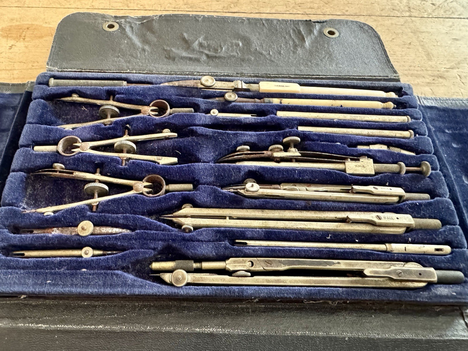 Antique B J Hall Simplex Draughtsman’s Instrument Set Technical Drawing Set