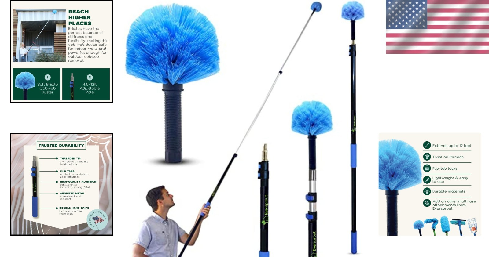 Sturdy Aluminum Telescoping Duster with Soft Bristles