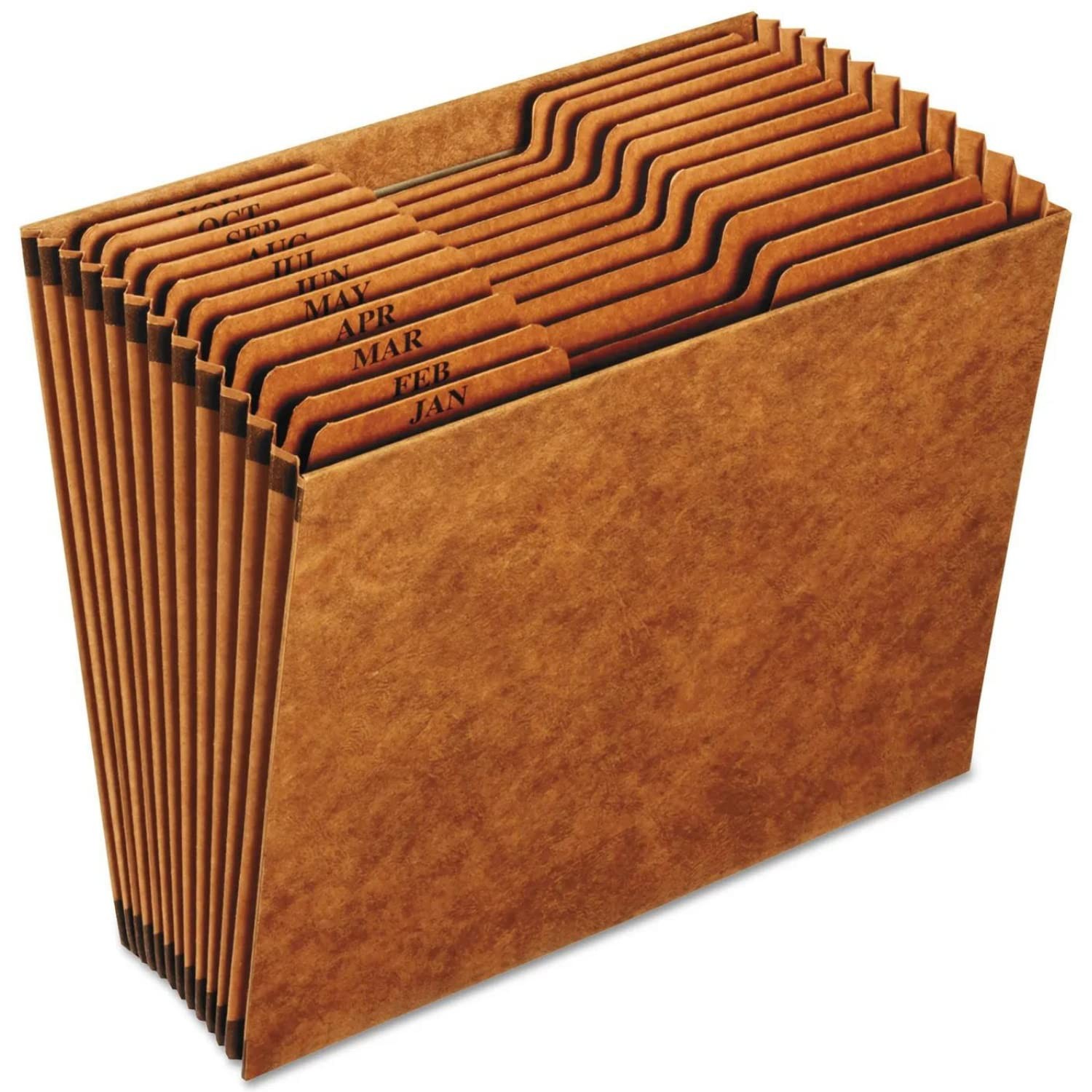 Monthly Accordion File Organizer Heavy Duty Expanding 12 Pockets Brown Letter