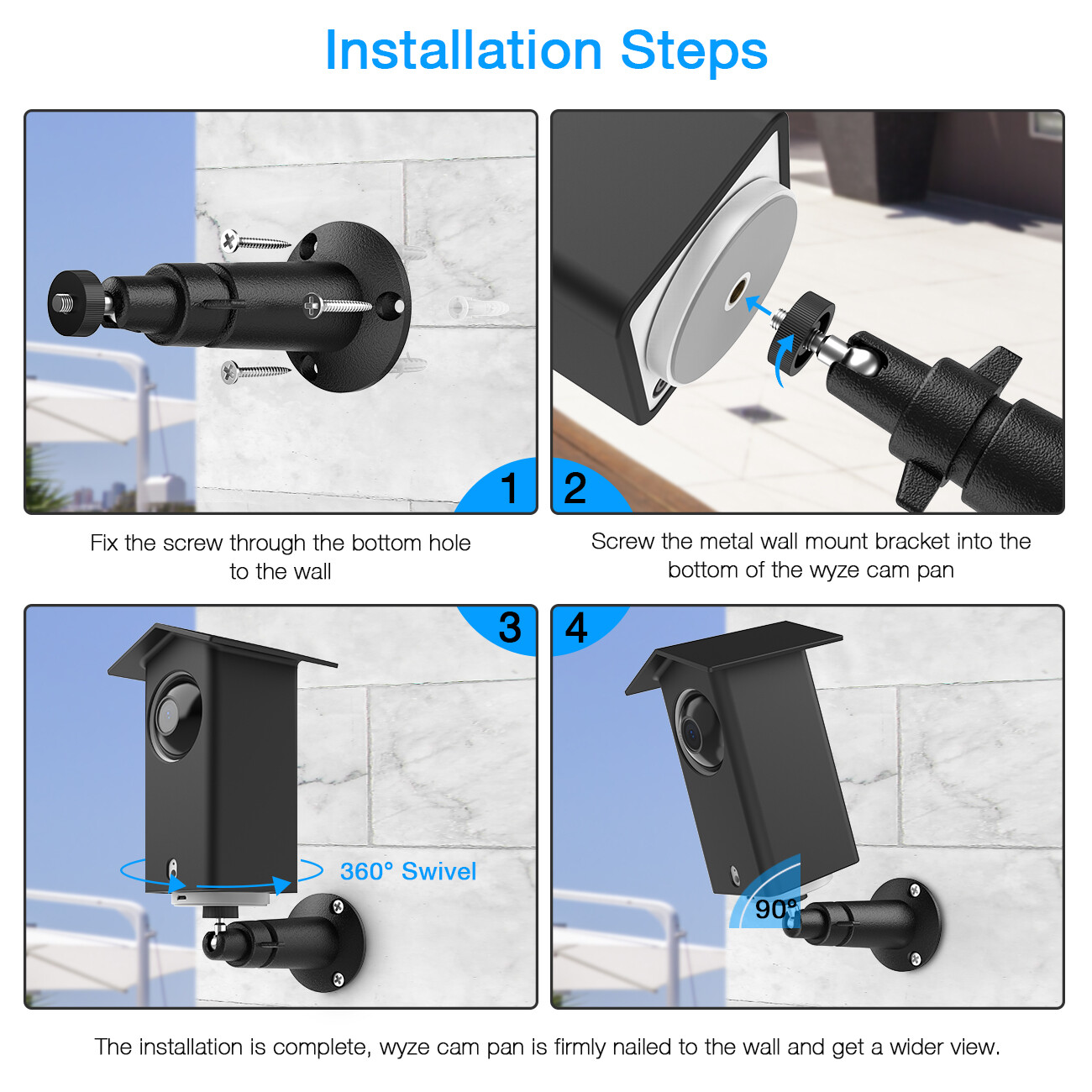 For Wyze cam pan v2 Protective Case & Metal Wall Mount Bracket by HOLACA