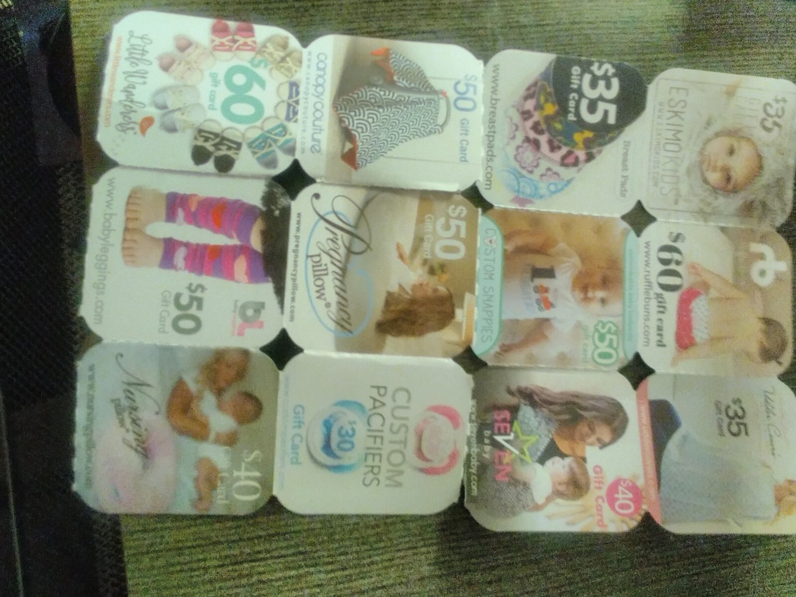 Lot Of 12 Baby Newborn Unisex New Mom Gift Cards $535 Value!!