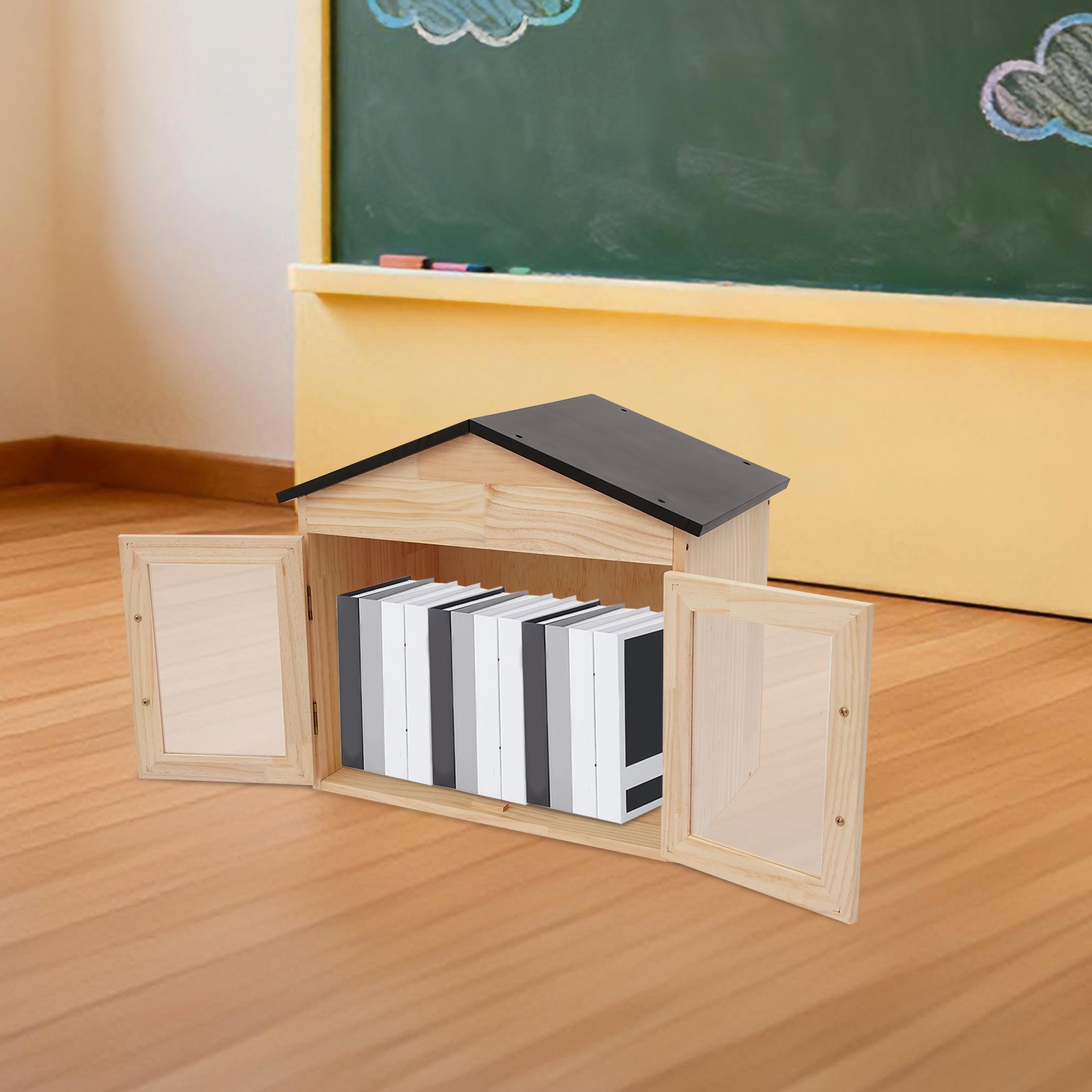 Outdoor Wooden Little Free Library Book Box DIY Paint Book Sharing Cabinet