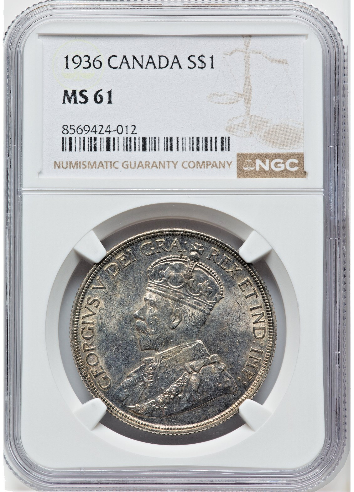 🇨🇦 1936 Canada Silver Dollar NGC MS61 George V Voyageur Canoe Key Date!