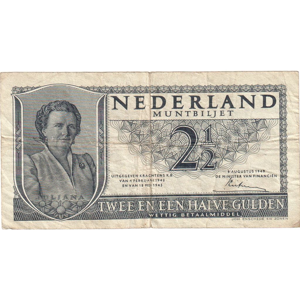 [#377402] Netherlands, 2 1/2 Gulden, 1949-08-08, EF