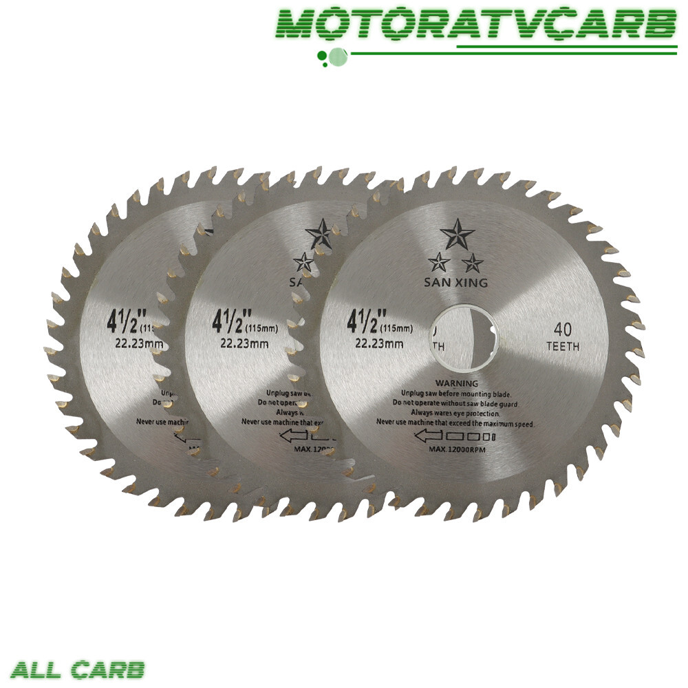 ALL-CARB 3PCS 4-1/2" 40T Alloy Steel Cutting Basic With 7/8-inch Arbor