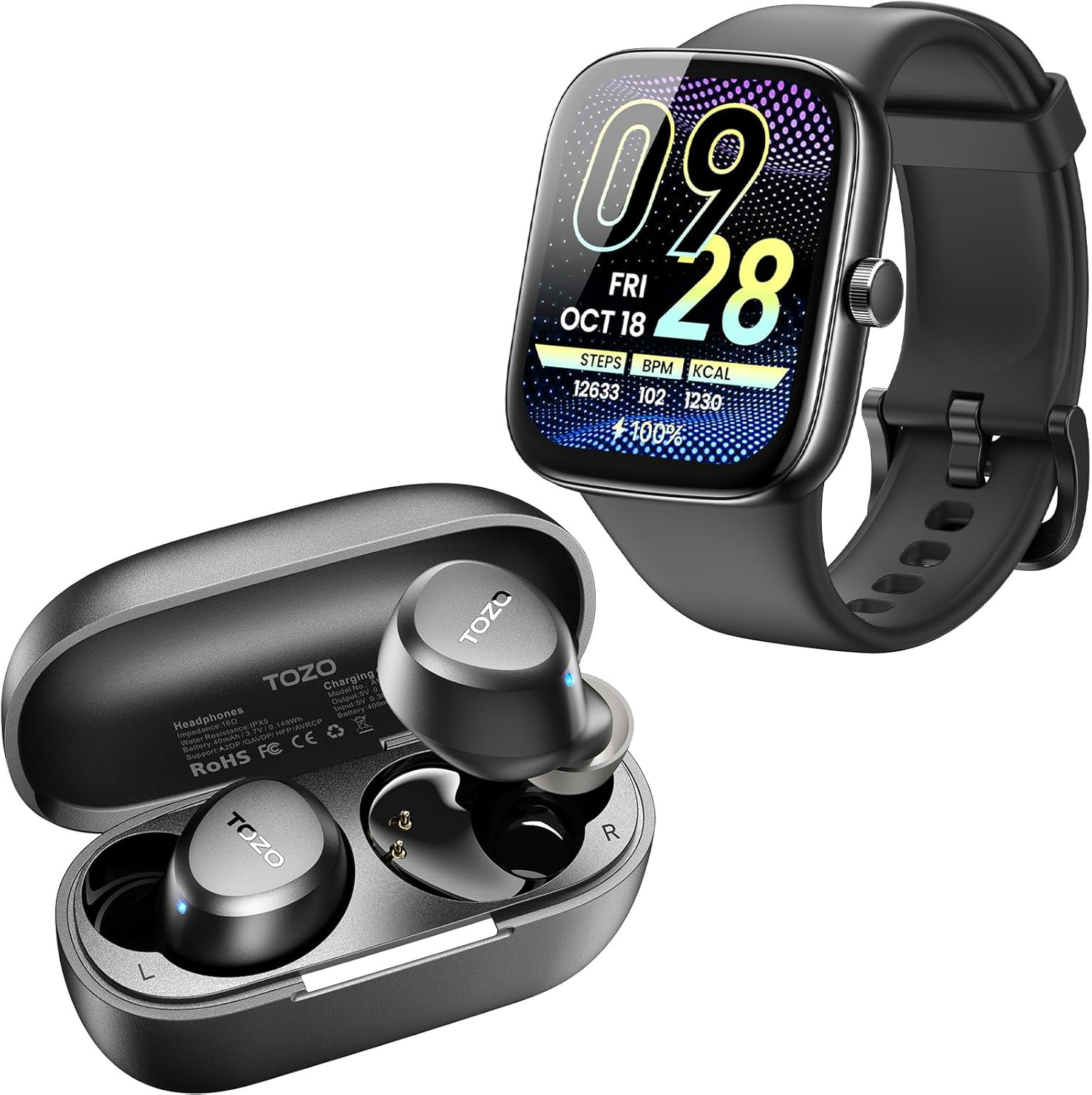 AMOLED S7 Smart Watch Bluetooth Call 1.85 Inch Ultra HD Screen+A1 Wireless Earbu