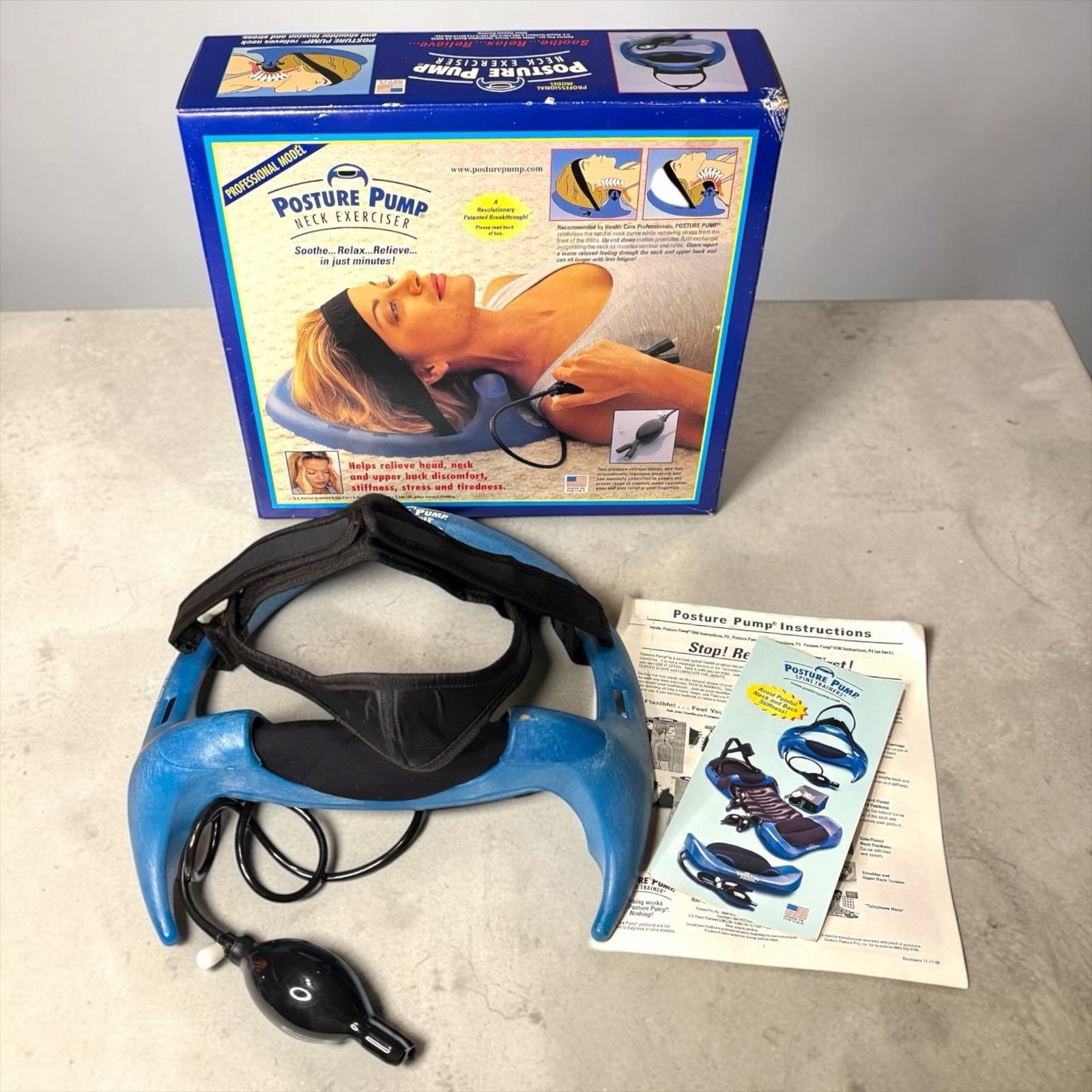 Posture Pump Neck Exerciser Spine Trainer Cervical Traction Device w/ Box