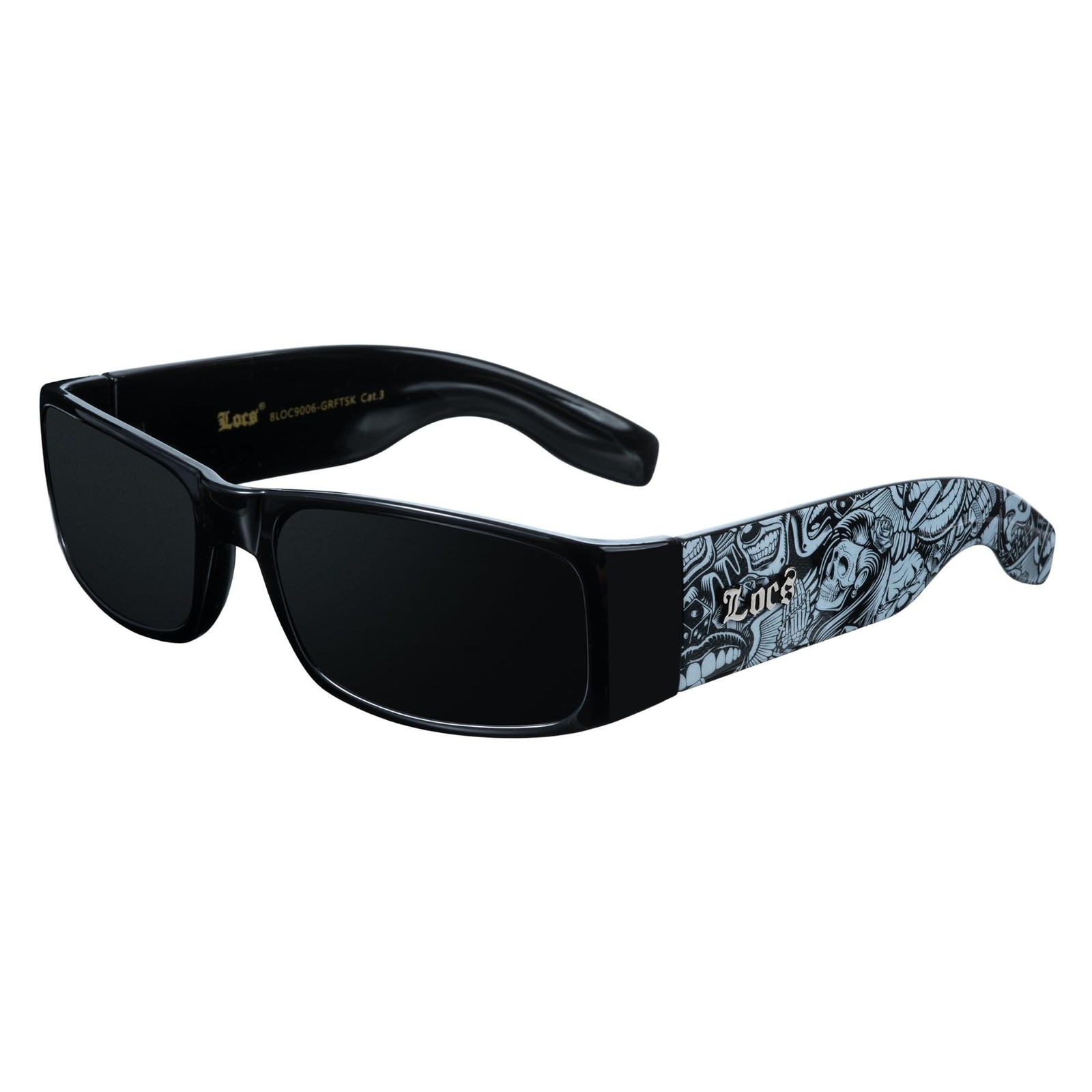 Locs Mens Hardcore Gangster Sunglasses Bandana Print Black Graffiti