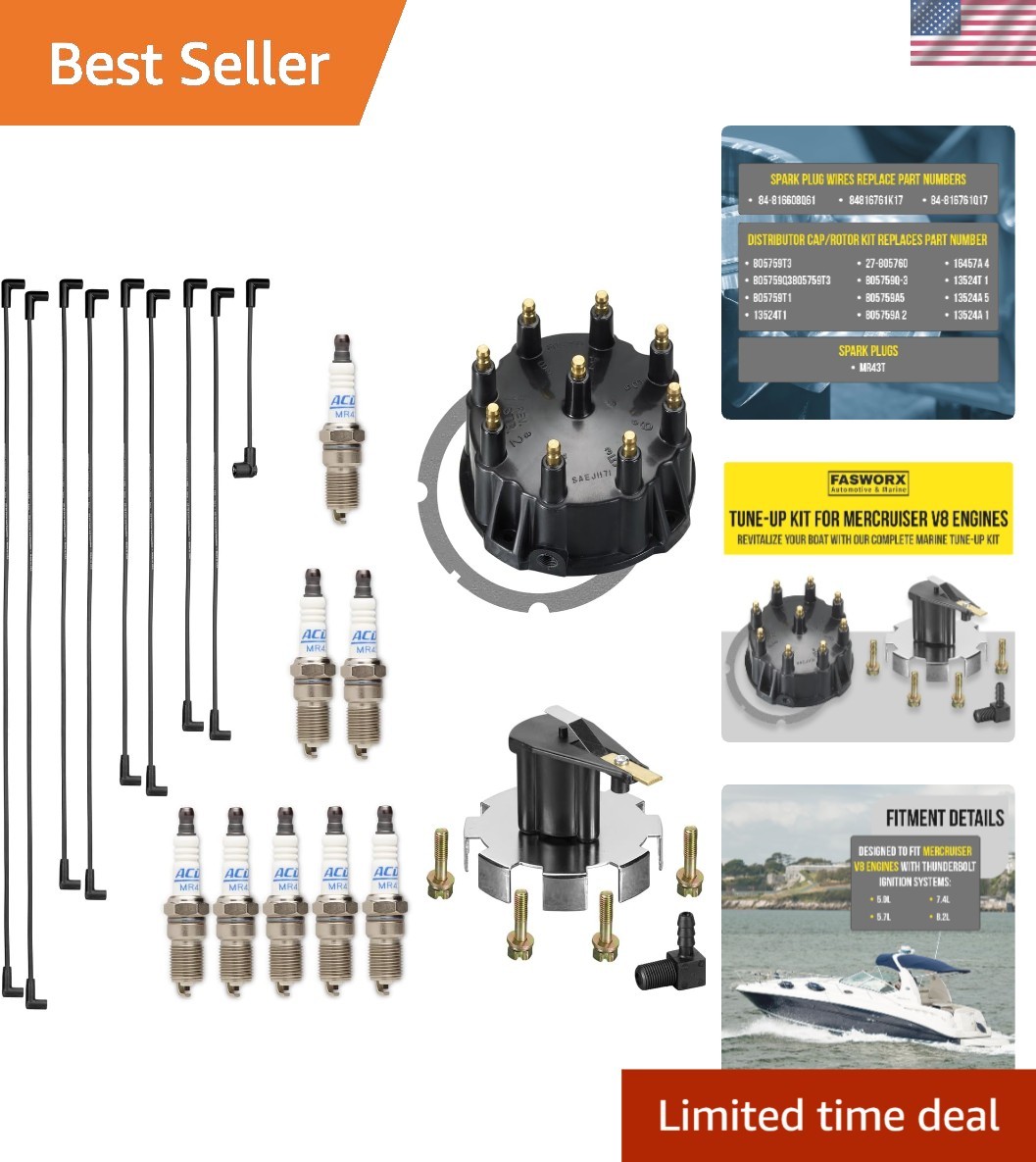Marine Tune Up Kit - Fits Mercruiser 5.0L, 5.7L, 7.4L & 8.2L V8 Thunderbolt I...