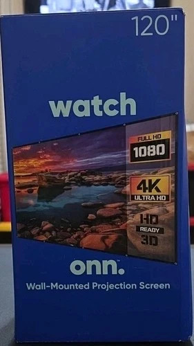 120” Projector Screen Onn Wall Mounted White New