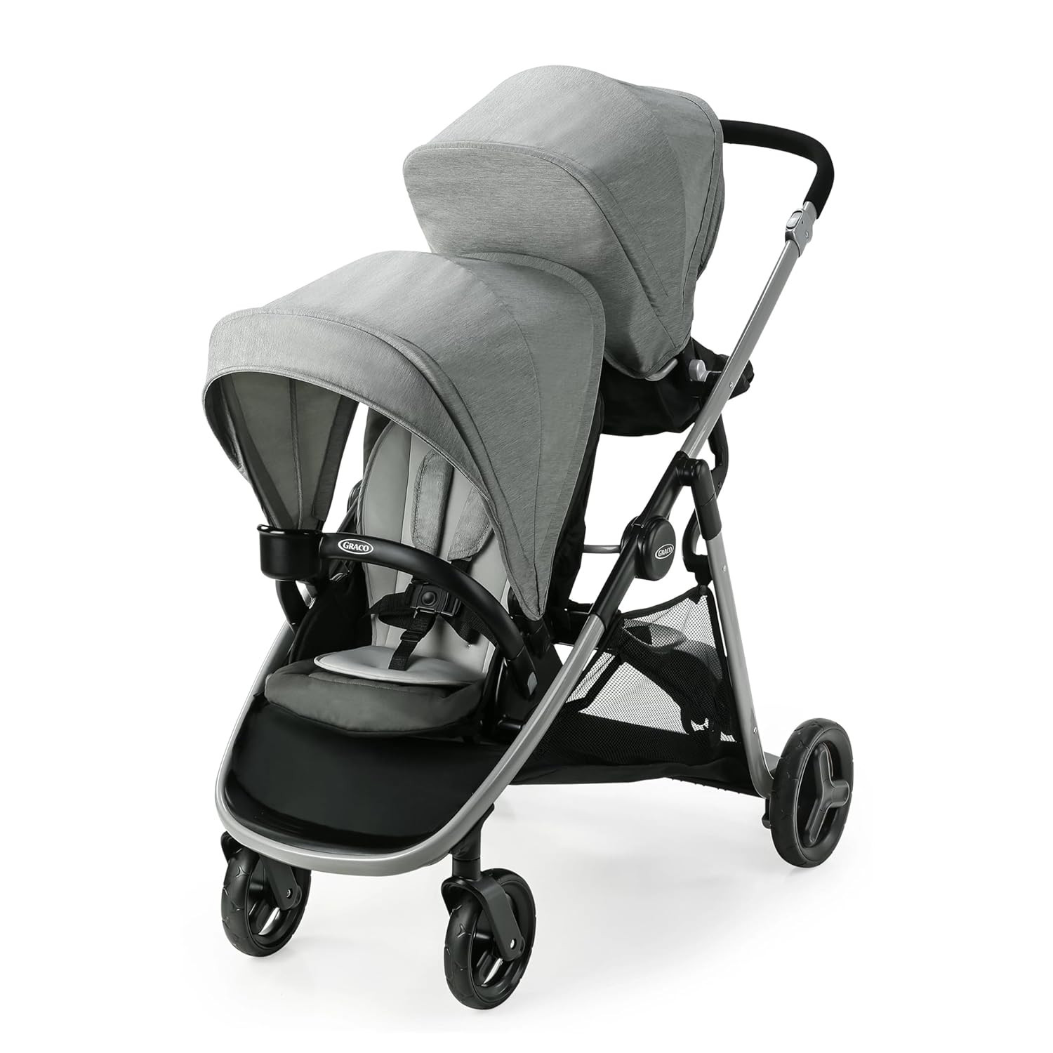 Graco Ready2Grow LX 2.0 Double Stroller, Twin Baby Stroller Features Bench Seat