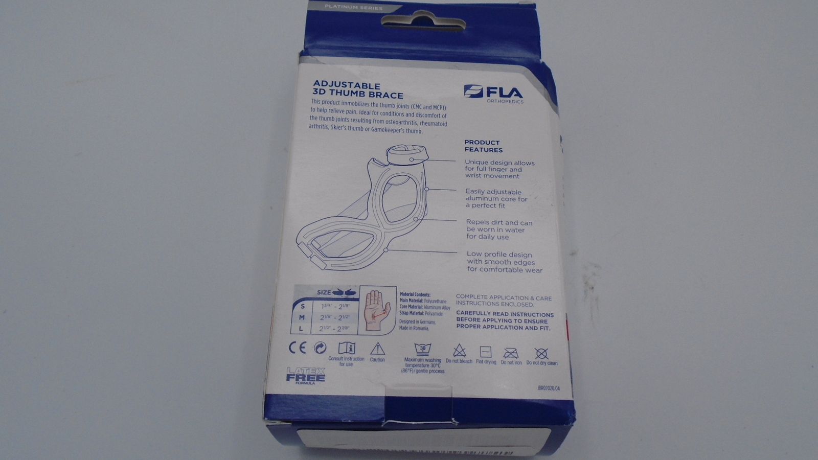 FLA 3D Adjustable Left Thumb Brace, Small - Grey