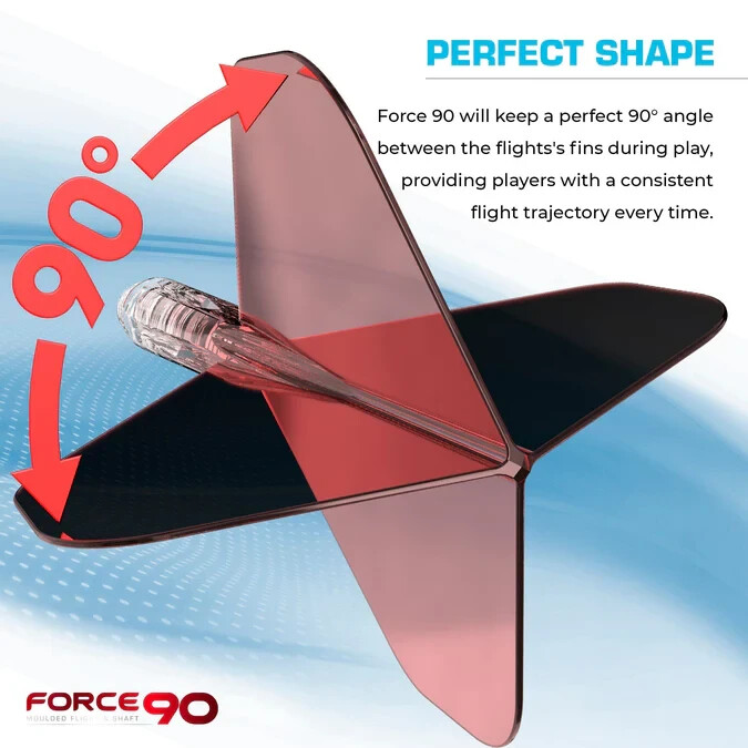 GRADIENT RED MEDIUM NO6 MISSION FORCE 90 1 PIECE MOLDED SHAFT & FLIGHT