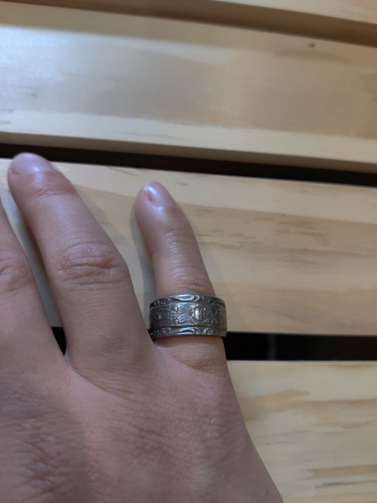 Stainless Ring Hand Crafted Size 6