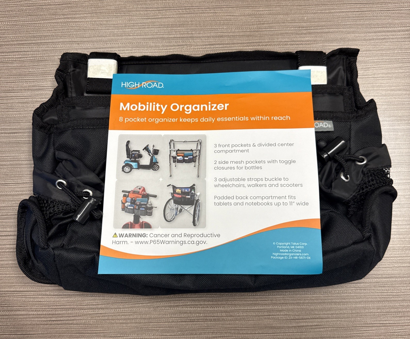 HandiStash Mobility ORGANIZER BAG for Scooter Walker Wheelchair w Cup Holder NEW