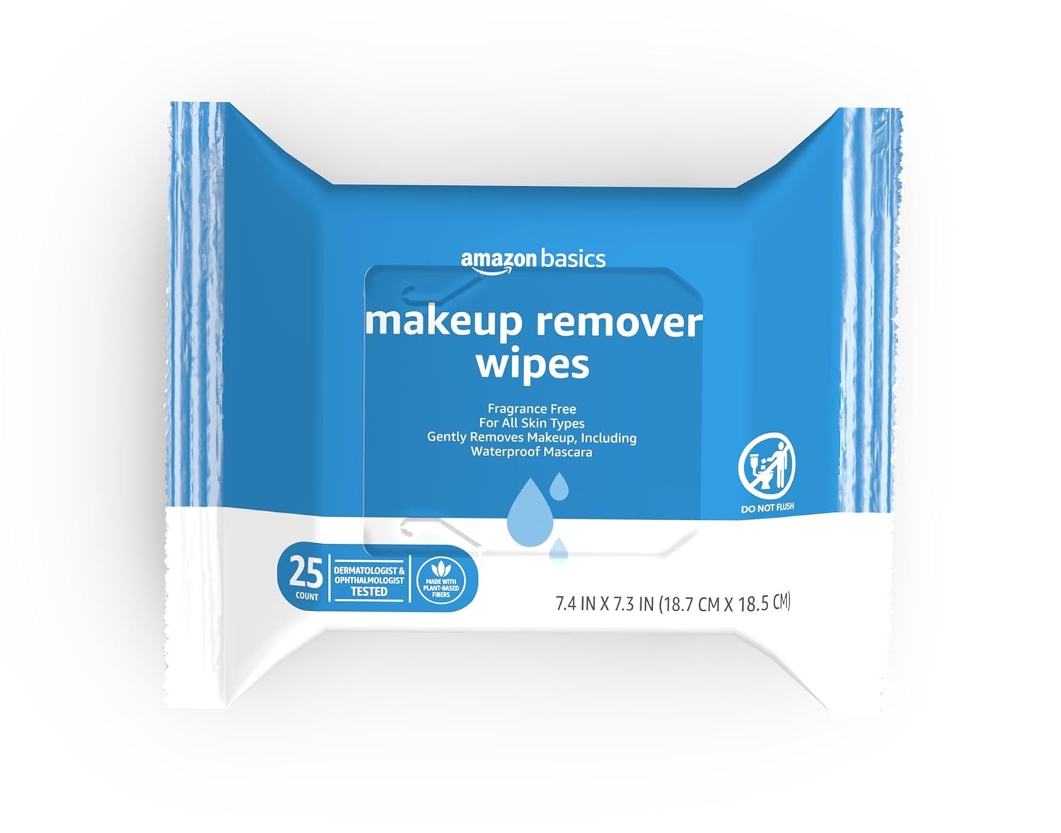Fragrance-Free Plant-Based Makeup Remover Wipes - 25 Count, Resealable Pouch
